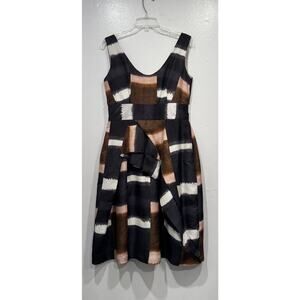 FREY. Abstarct Silk Blend Layered Dress Art To Wear Womens Size 12 Modern Chic